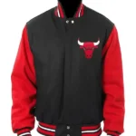 Mens-Casual-Black-and-Red-Chicago-Bulls-Varsity-Jacket