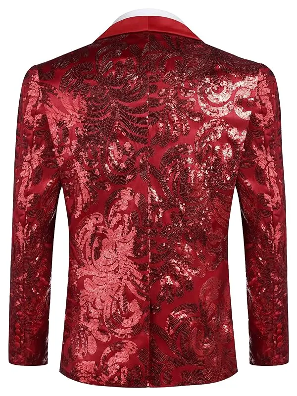 Mens-Floral-Suit-Shiny-Sequins-Blazer-Back
