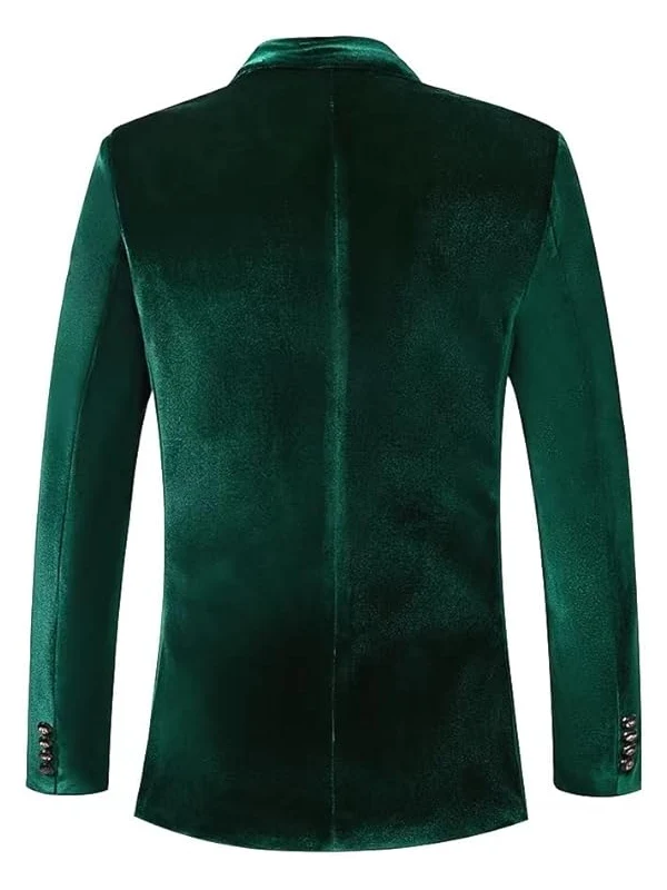 Mens-Party-Slim-Fit-Fashion-Green-Velvet-Blazer-Back