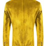 Mens-Party-Slim-Fit-Fashion-Yellow-Velvet-Blazer-Back