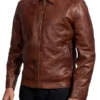 Mens-Real-Lambskin-Classic-Vintage-Style-Brown-Jacket-.