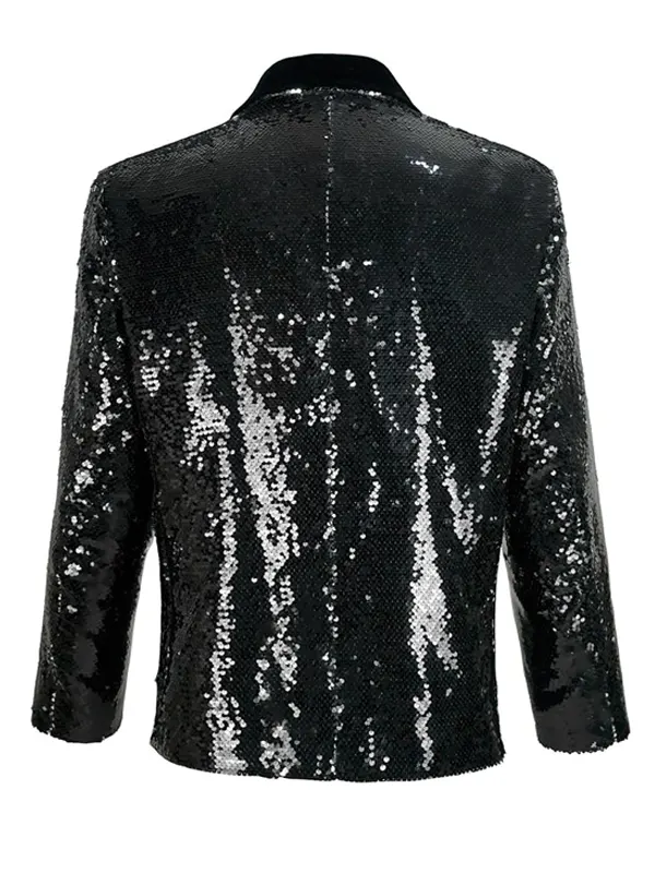 Mens-Sequins-Black-Shiny-Sparkly-Glitter-Blazer-Back