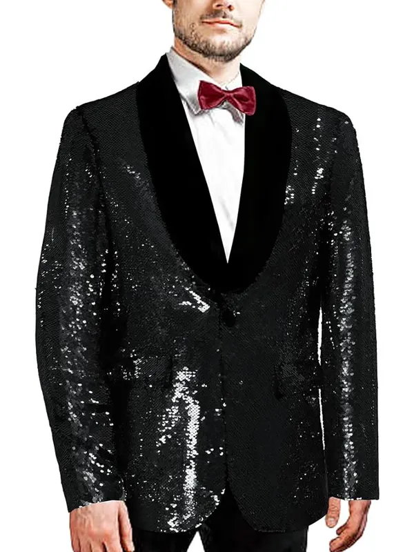 Mens-Sequins-Black-Sparkly-Glitter-Blazer