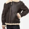 Mens-Sheepskin-B3-Bomber-Aviator-Brown-Leather-Jacket