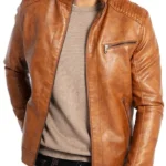Mens-Stand-Collar-Motorcycle-Lightweight-Leather-Jacket-.