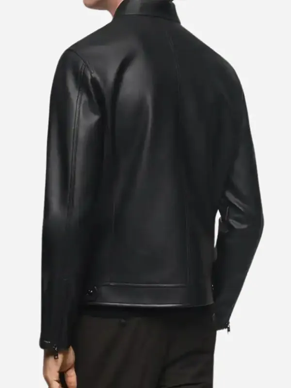 Mens-Stylish-Black-Leather-Zip-Up-Jacket-Back