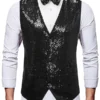 Mens-V-Nack-Metallic-Shiny-Vest