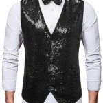 Mens-V-Nack-Metallic-Shiny-Vest