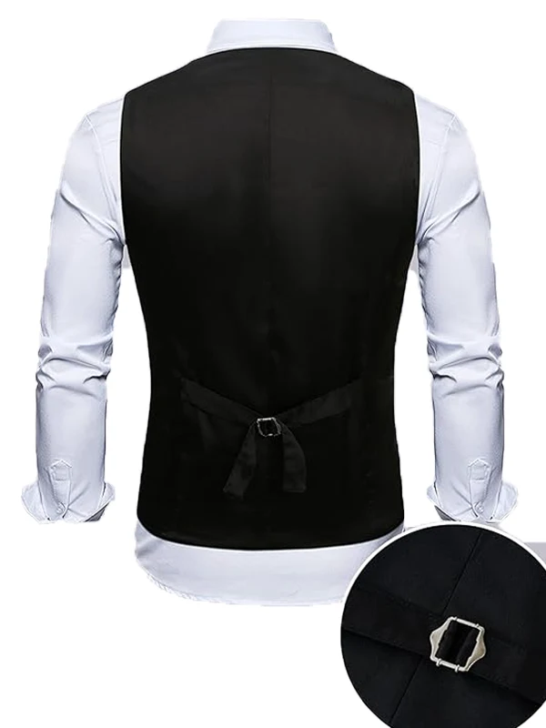 Mens-V-Nack-Metallic-Shiny-Vest-Back