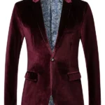 Mens-Velvet-One-Button-Slim-Fit-Solid-Blazer