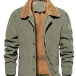 Mens-Winter-Corduroy-Light-Green-Jacket
