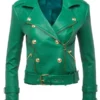 Nicole-Young-Selling-Sunset-Green-Leather-Jacket