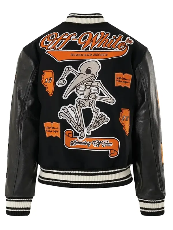 Off White Black Varsity Jacket Back
