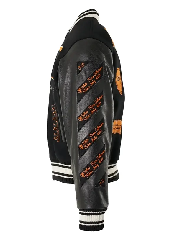 Off White Laboratory Of Fun Black Varsity Jacket