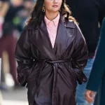 Only-Murders-In-The-Building-S03-Selena-Gomez-Burgundy-Leather-Coat