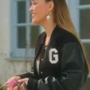 Selling-Sunset-Chrishell-Stause-Black-Cropped-Varsity-Full-Snap-Jacket