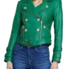 Selling-Sunset-Nicole-Young-Green-Leather-Jacket