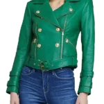 Selling-Sunset-Nicole-Young-Green-Leather-Jacket