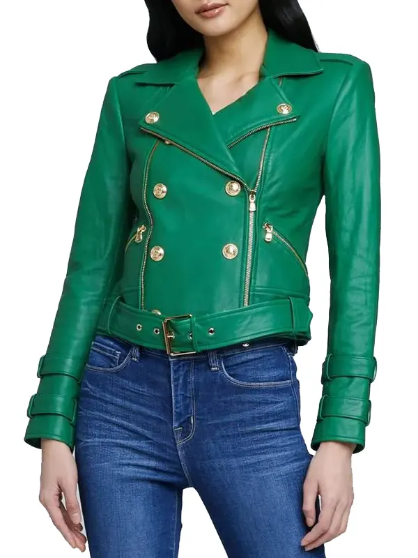 Selling-Sunset-Nicole-Young-Green-Leather-Jacket