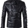 Slim-Fit-Black-Biker-Leather-Lace-up-Jacket