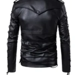Slim-Fit-Black-Biker-Leather-Lace-up-Jacket-Back