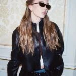 Sydney Sweeney Paris Fashion Week Leather Jacket