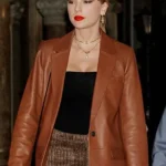 Taylor-Swift-Brown-Leather-Blazer