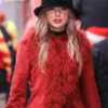 Taylor-Swift-Faux-Fur-Coat-Red