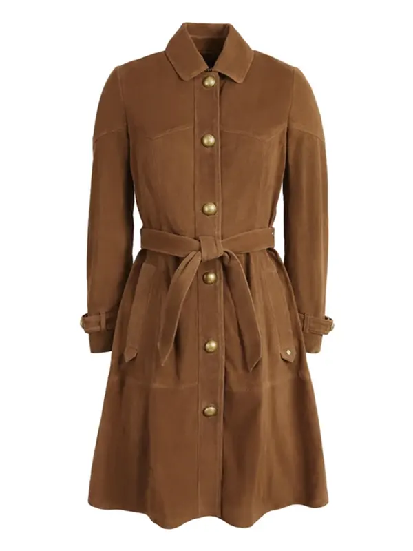 The Kelly Clarkson Show Kelly Brown Suede Coat