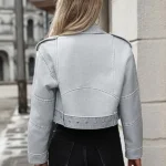 Women-Belt-Casual-Bomber-Biker-Cropped-Faux-Leather-Jacket