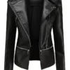 Women-Biker-Style-Black-Detachable-Hem-Leather-Jacket