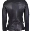 Women-Biker-Style-Black-Double-Zipper-Leather-Jacket-Back
