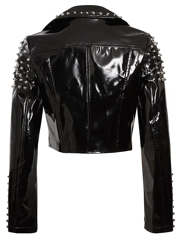 Women-Biker-Style-Black-Studded-Faux-Leather-Jacket-Back