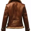 Women-Brown-Leather-Shearling-Biker-Jacket-Back
