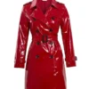 Women-Classic-Red-Patent-Leather-Raincoat