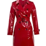Women-Classic-Red-Patent-Leather-Raincoat