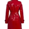 Women-Classic-Red-Patent-Leather-Raincoat-Back