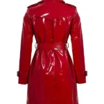 Women-Classic-Red-Patent-Leather-Raincoat-Back