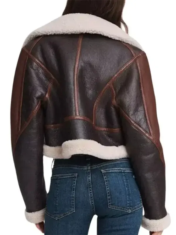 Women-Stylish-B3-Bomber-Cropped-Aviator-Jacket-Back