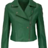 Women-Stylish-Green-Perforated-Biker-Jacket
