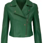 Women-Stylish-Green-Perforated-Biker-Jacket