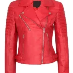 Women-Stylish-Red-Leather-Biker-Jacket