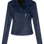 Women-Vintage-Navy-Blue-Leather-Biker-Jacket