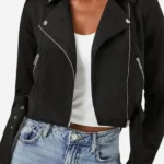 Womens-Black-Cropped-Moto-Suede-Leather-Jacket