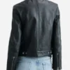 Womens-Black-Zippered-Biker-Leather-Jacket-Back