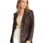 Womens-Classic-Chocolate-Brown-Leather-Blazer.