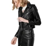Womens-Faux-Leather-Textured-Short-BikerJacket