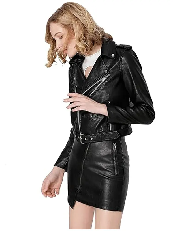 Womens-Faux-Leather-Textured-Short-BikerJacket