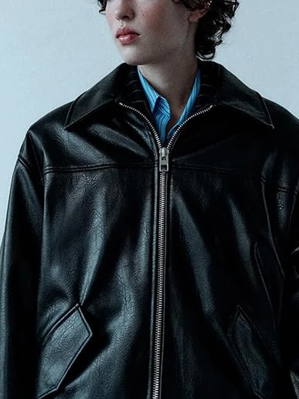 Womens-Long-Sleeve-Zip-Up-Casual-Bomber-Motorcycle-Biker-Faux-Jacket