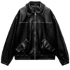 Womens-Long-Sleeve-Zip-Up-Casual-Bomber-Motorcycle-Black-Biker-Faux-Leather-Jacket